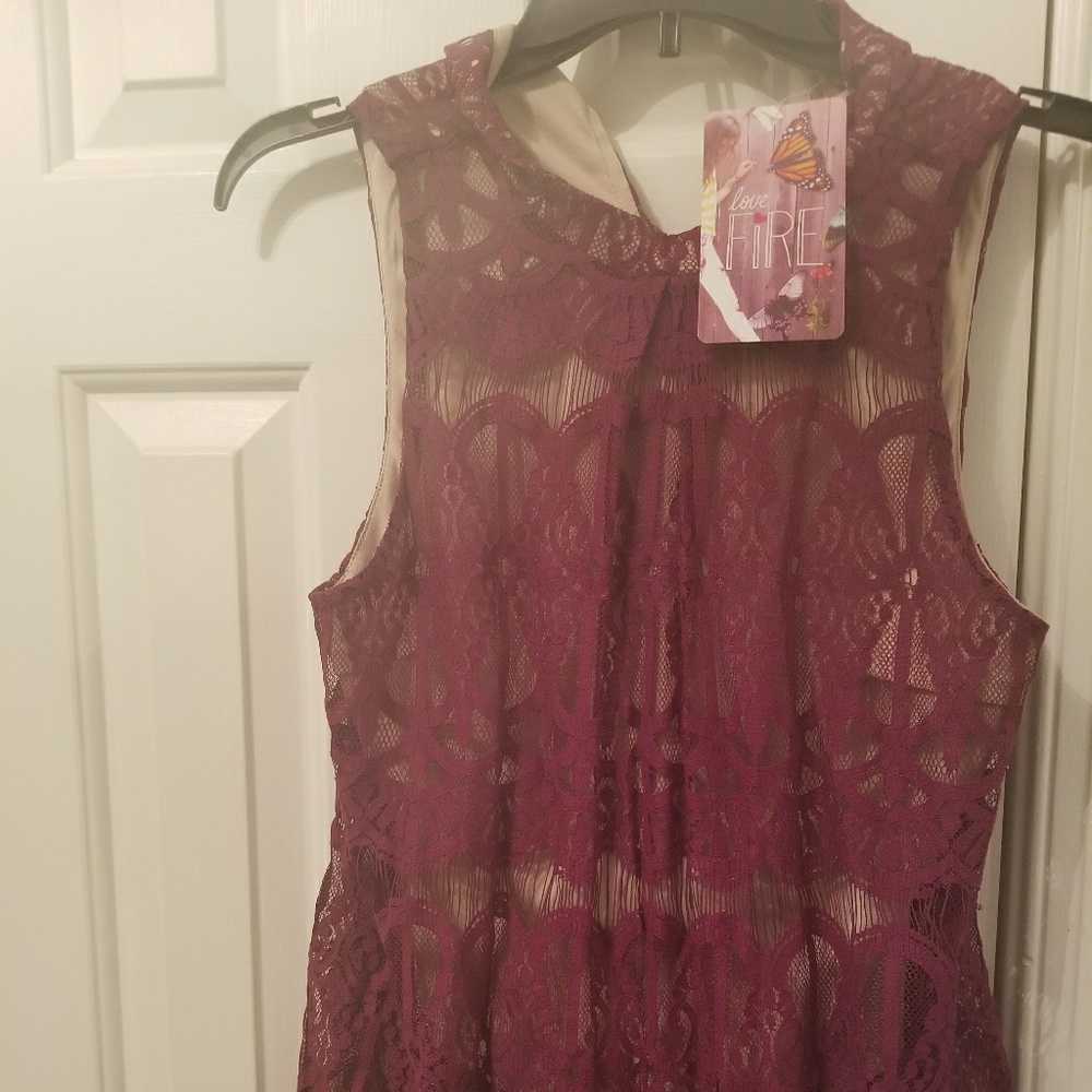 Burgundy lace shirt